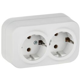 GLORY Розетка 2-местная для открытой установки с заземлением без защитных шторок 16А РС22-3-ХБм белы