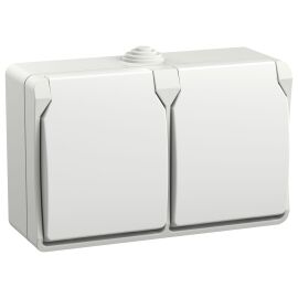 FORS Розетка 2-местная с заземлением для открытой установки 16А IP54 РСб22-3-ФБ белый IEK