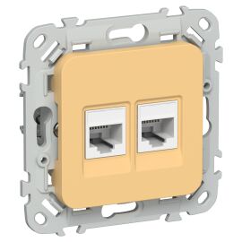 FLITE Розетка 2-местная RJ45/RJ11 категория 5Е/3 UTP РКТ5е/3-2-0-ФлЗ золотарник IEK