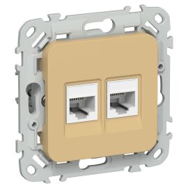 FLITE Розетка 2-местная RJ45/RJ11 категория 5Е/3 UTP РКТ5е/3-2-0-ФлШм шамуа IEK