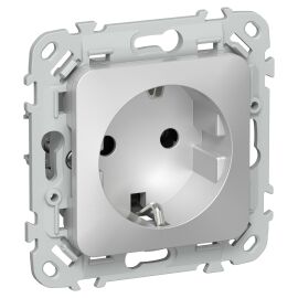 FLITE Розетка с заземлением без защитных шторок 16А РС11-0-ФлА алюминий IEK