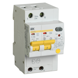 Автомат дифференциальный АД12MS 2Р 50А 300мА, IEK MAD123-2-050-C-300
