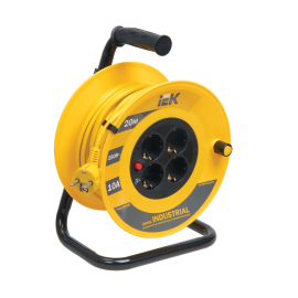 Удлинитель на катушке с т/з, 4 места, 2Р+PЕ/20м, 3х1,0мм2, IEK WKP14-10-04-20