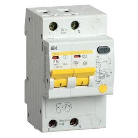 Автомат дифференциальный АД12S 2Р 63А 300мА, IEK MAD13-2-063-C-300