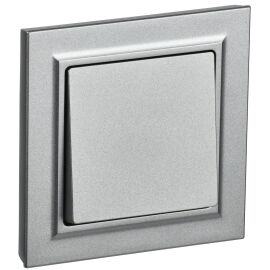 BRITE Выключатель 1-клавишный 10А в сборе ВСР10-1-0-БрА алюминий IEK