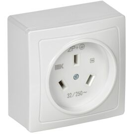 Розетка разборная для плиты с заземлением открытая установка 32А Рпл10-К белая IEK