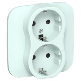 FLITE Розетка 2-местная с заземлением с защитными шторками 16А РСш12-0-А-ФлХЛ холодный лед IEK