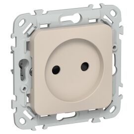 FLITE Розетка без заземления с защитными шторками безвинтовое крепление 10А РСш01-1-ФлЛ льняной IEK