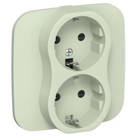 FLITE Розетка 2-местная с заземлением с защитными шторками безвинтовое крепление 16А РСш12-1-А-ФлП п