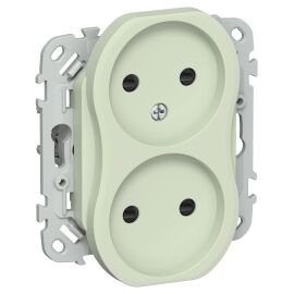 FLITE Розетка 2-местная без заземления с защитными шторками безвинтовое крепление 10А РСш02-1-ФлП па