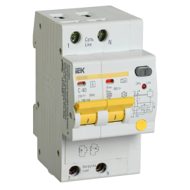 Автомат дифференциальный АД12MS 2Р 40А 100мА, IEK MAD123-2-040-C-100