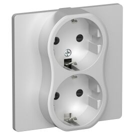 FLITE Розетка 2-местная с заземлением с защитными шторками безвинтовое крепление 16А РСш12-1-К-ФлА а