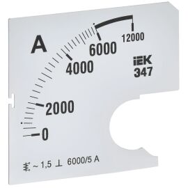 Шкала сменная для амперметра Э47 6000/5А класс точности 1,5 72х72мм IEK