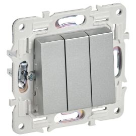 SKANDY Выключатель 3-клавишный 10А SK-V11S серебряный IEK