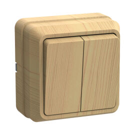 Выключатель 2-клавишный, для открытой установки, 10А, ВС20-2-0-ОС, сосна, IEK EVO20-K03-10-DC