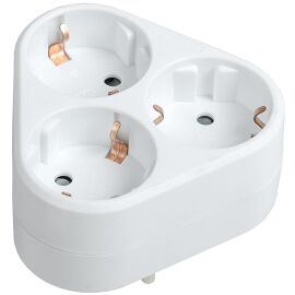 Тройник Т-01/03 3 места с заземлением 16А треугольный белый IEK