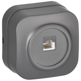 GLORY Розетка для открытой установки телефонная RJ11 РТ20-ХСм сталь матовый IEK