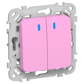 FLITE Выключатель 2-клавишный с индикацией 10А ВС12-1-1-ФлПр пурпурный IEK