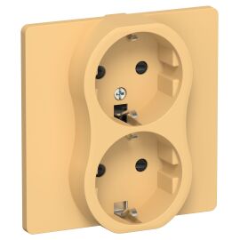 FLITE Розетка 2-местная с заземлением с защитными шторками 16А РСш12-0-К-ФлЗ золотарник IEK