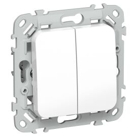 FLITE Выключатель 2-клавишный кнопочный 10А ВС12-2-0-ФлБ белый IEK