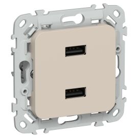 FLITE Розетка USB A+A 3,1А РЮ-2-ФлЛ льняной IEK