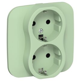 FLITE Розетка 2-местная с заземлением без защитных шторок 16А РС12-0-А-ФлФ фисташковый IEK