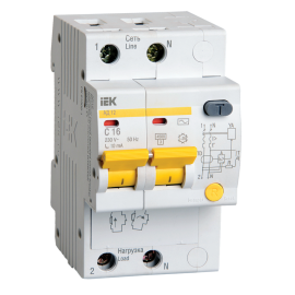 Автомат дифференциальный АД12 2Р 16А 10мА, IEK MAD10-2-016-C-010