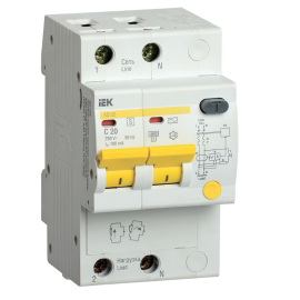 Автомат дифференциальный АД12S 2Р 20А 100мА, IEK MAD13-2-020-C-100