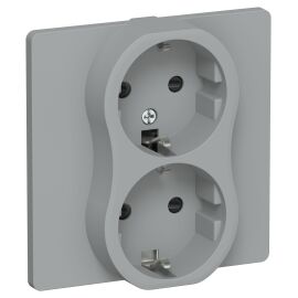 FLITE Розетка 2-местная с заземлением с защитными шторками 16А РСш12-0-К-ФлС серый IEK