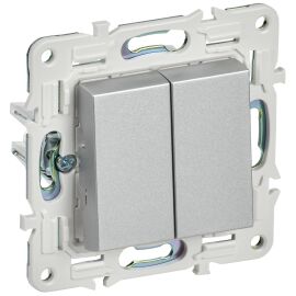 SKANDY Выключатель 2-клавишный проходной 10А SK-V05S серебряный IEK