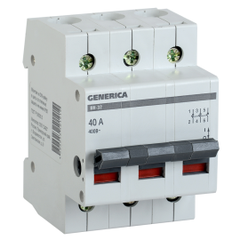 Выключатель нагрузки (мини-рубильник) ВН-32, 3Р, 40А, GENERICA MNV15-3-040