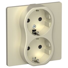 FLITE Розетка 2-местная с заземлением с защитными шторками безвинтовое крепление 16А РСш12-1-К-ФлШ ш