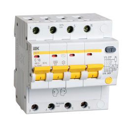 Автомат дифференциальный АД14 4Р 16А 10мА, IEK MAD10-4-016-C-010