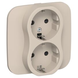 FLITE Розетка 2-местная с заземлением с защитными шторками безвинтовое крепление 16А РСш12-1-А-ФлЛ л