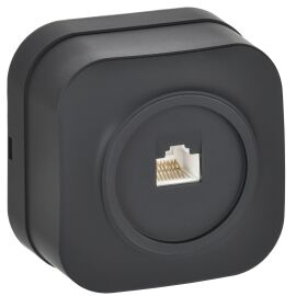 GLORY Розетка для открытой установки компьютерная RJ45 кат.5E РК10-ХЧм черный матовый IEK