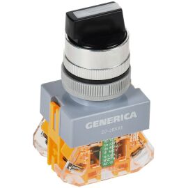 Переключатель D7-20X33 на 3 положения 1NC+1NO с самовозвратом черный GENERICA