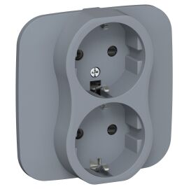 FLITE Розетка 2-местная с заземлением с защитными шторками 16А РСш12-0-А-ФлМ маренго IEK