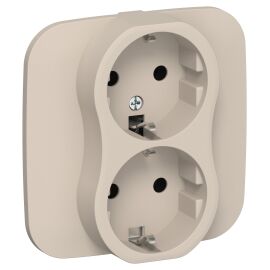 FLITE Розетка 2-местная с заземлением без защитных шторок 16А РС12-0-А-ФлЛ льняной IEK