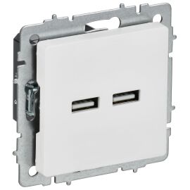 BRITE Розетка USB A+A 5В 3,1А РЮ10-1-БрАБ арктический белый IEK