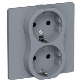 FLITE Розетка 2-местная с заземлением без защитных шторок 16А РС12-0-К-ФлМ маренго IEK