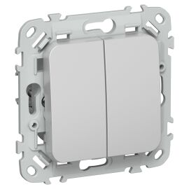 FLITE Выключатель 2-клавишный кнопочный 10А ВС12-2-0-ФлА алюминий IEK