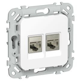 FLITE Розетка 2-местная RJ45/RJ11 категория 6/3 STP РКТ6/3-2-1-ФлБ белый IEK