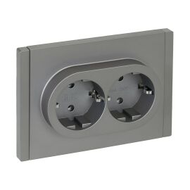 FORTE&PIANO Розетка 2-местная с заземлением без защитных шторок безвинтовое крепление 16А FP524 стал