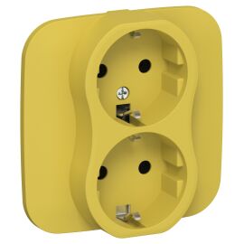 FLITE Розетка 2-местная с заземлением без защитных шторок 16А РС12-0-А-ФлЖК желтый карри IEK