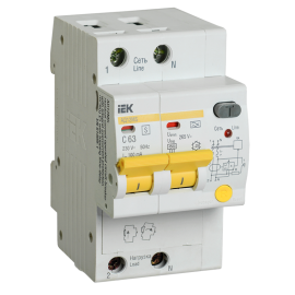 Автомат дифференциальный АД12MS 2Р 63А 100мА, IEK MAD123-2-063-C-100