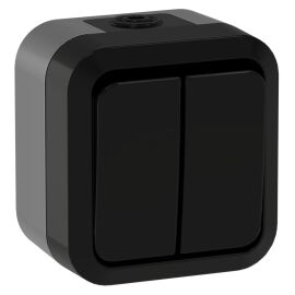 TORS Выключатель двухклавишный проходной 10А IP55 TS125 графит IEK