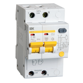 Автомат дифференциальный АД12 2Р 40А 30мА, IEK MAD10-2-040-C-030