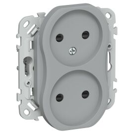 FLITE Розетка 2-местная без заземления с защитными шторками 10А РСш02-0-ФлС серый IEK