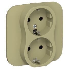 FLITE Розетка 2-местная с заземлением без защитных шторок 16А РС12-0-А-ФлО оливковый IEK