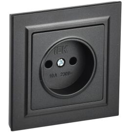BRITE Розетка 1-местная без заземления без защитных шторок 10А в сб. РСР10-1-0-БрЧ черный IEK
